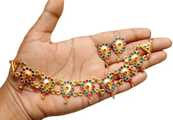 Assamese_Traditional_Gold_Plated_Multi_Colour_Golpata_Necklace_Set_For_Women